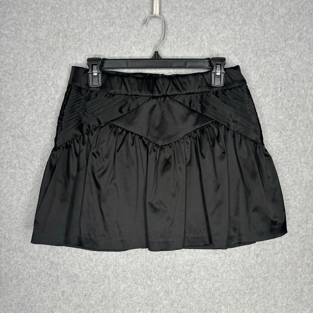 BCBGeneration Skirt Women Size 10 Black Mini Satin Pleated Goth Party Witchy $88